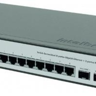 Detalhes do produto SG 1002 MR Switch Gerenciável 8 portas Gigabit Ethernet + 2 portas Mini-GBIC - Intelbras