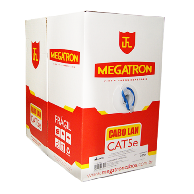 Detalhes do produto Cabo De Rede (Lan) Cat. 5e 100% cobre Caixa 305Mts - Megatron