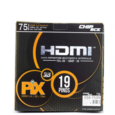 Detalhes do produto CABO HDMI 1.4 - 4K, ULTRA HD, 3D, 19 PINOS - 75 METROS